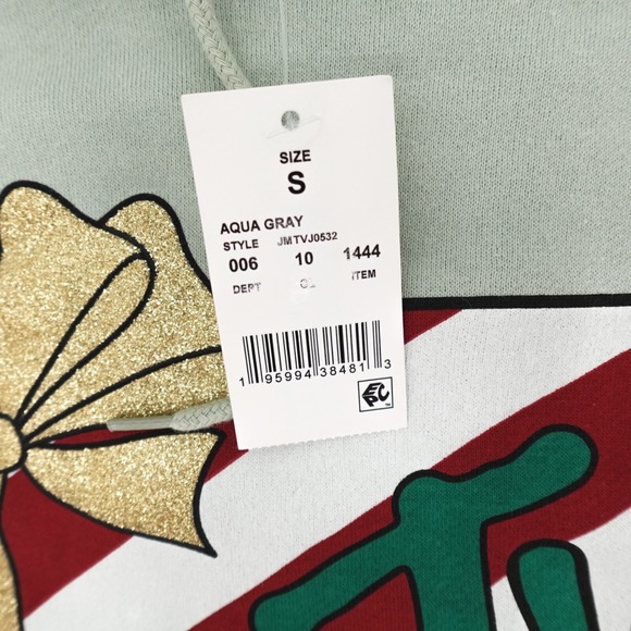 NEW MTV Christmas Sweater Womens Small Present Soft Pullover Hoodie HOoded - Picture 9 of 12